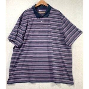 Reebok Golf 4XL Striped Men's Polo Short Sleeve Shirt Gray Pink Purple‎